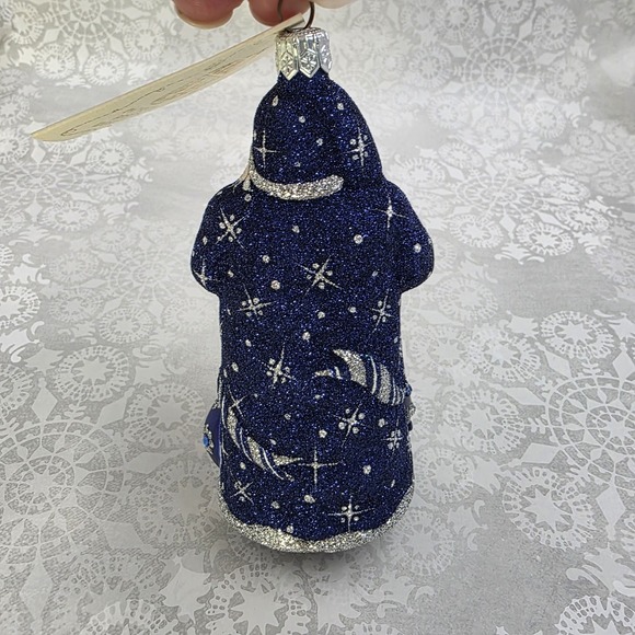 VTG Patricia Breen Let's Decorate Santa Blue Silver Ornament 2006 Bergdorf Event - Picture 6 of 12